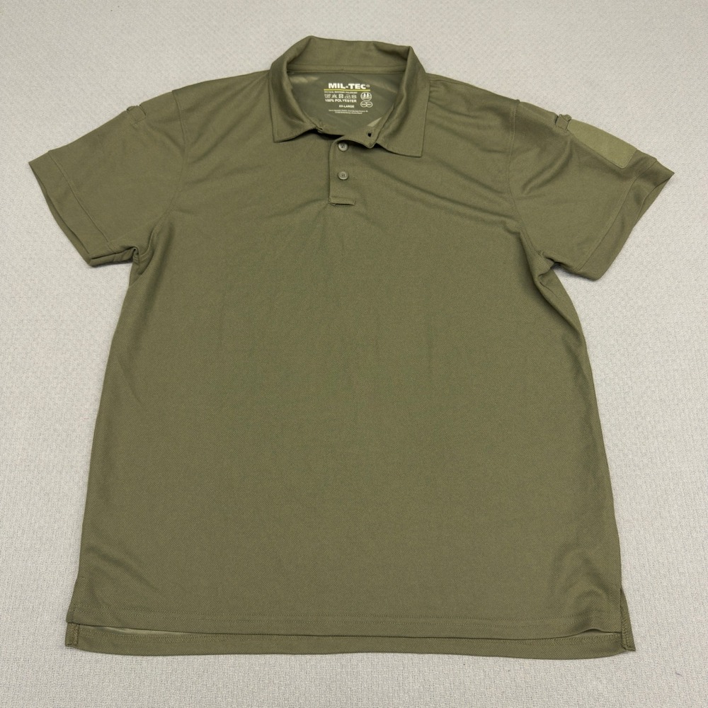 MIL TEC Tactical Quick Dry Polo Shirt Olive Green Mens XXL Breathable Polyester